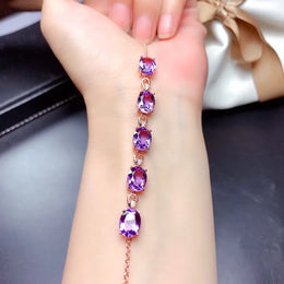 Purple Cubic Zircon Crystal Bracelet - Geometric Trendy Fashion Jewelry