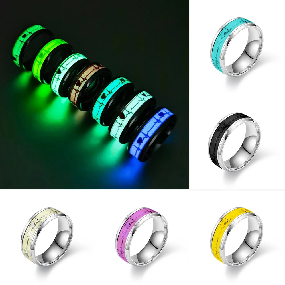 JESUS Letters Glow in the Dark Stainless Steel Ring - Faith Jewelry