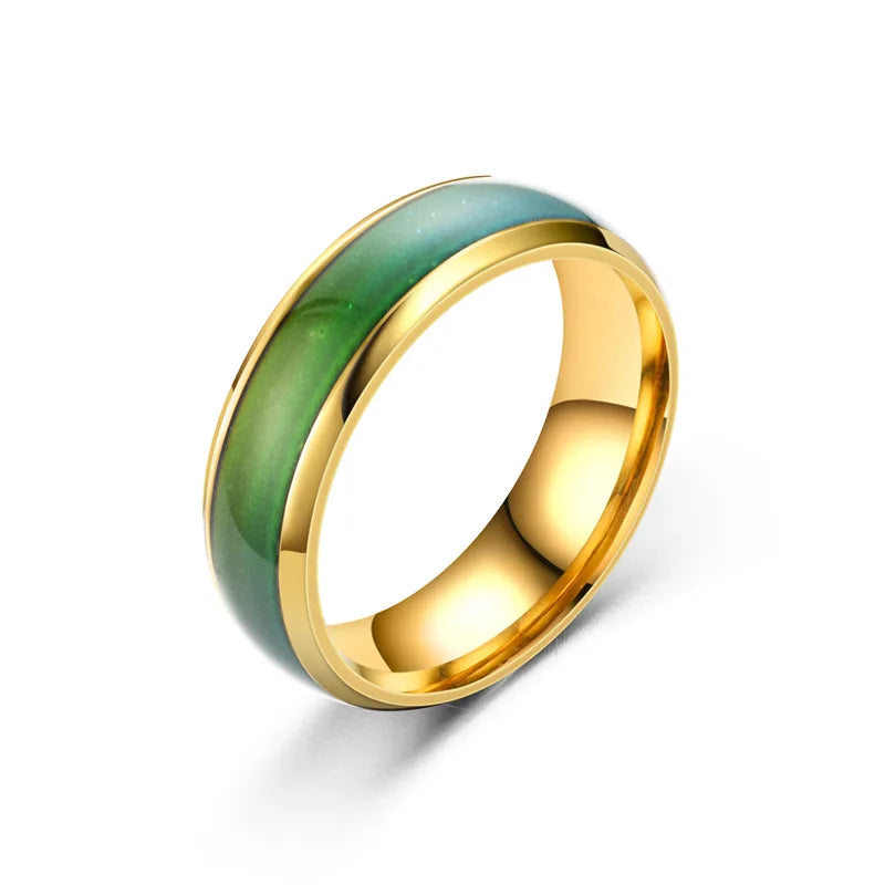 Stainless Steel Color Changing Mood Ring - Interactive Temperature Jewelry