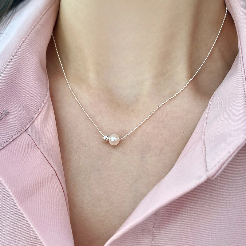 Natural Freshwater Pearl 925 Sterling Silver Necklace - Timeless Classic