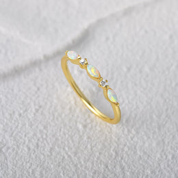 18K Gold Plated 925 Sterling Silver Ring - Zircon Geometric Wedding Band