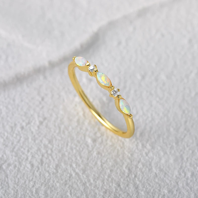 18K Gold Plated 925 Sterling Silver Ring - Zircon Geometric Wedding Band