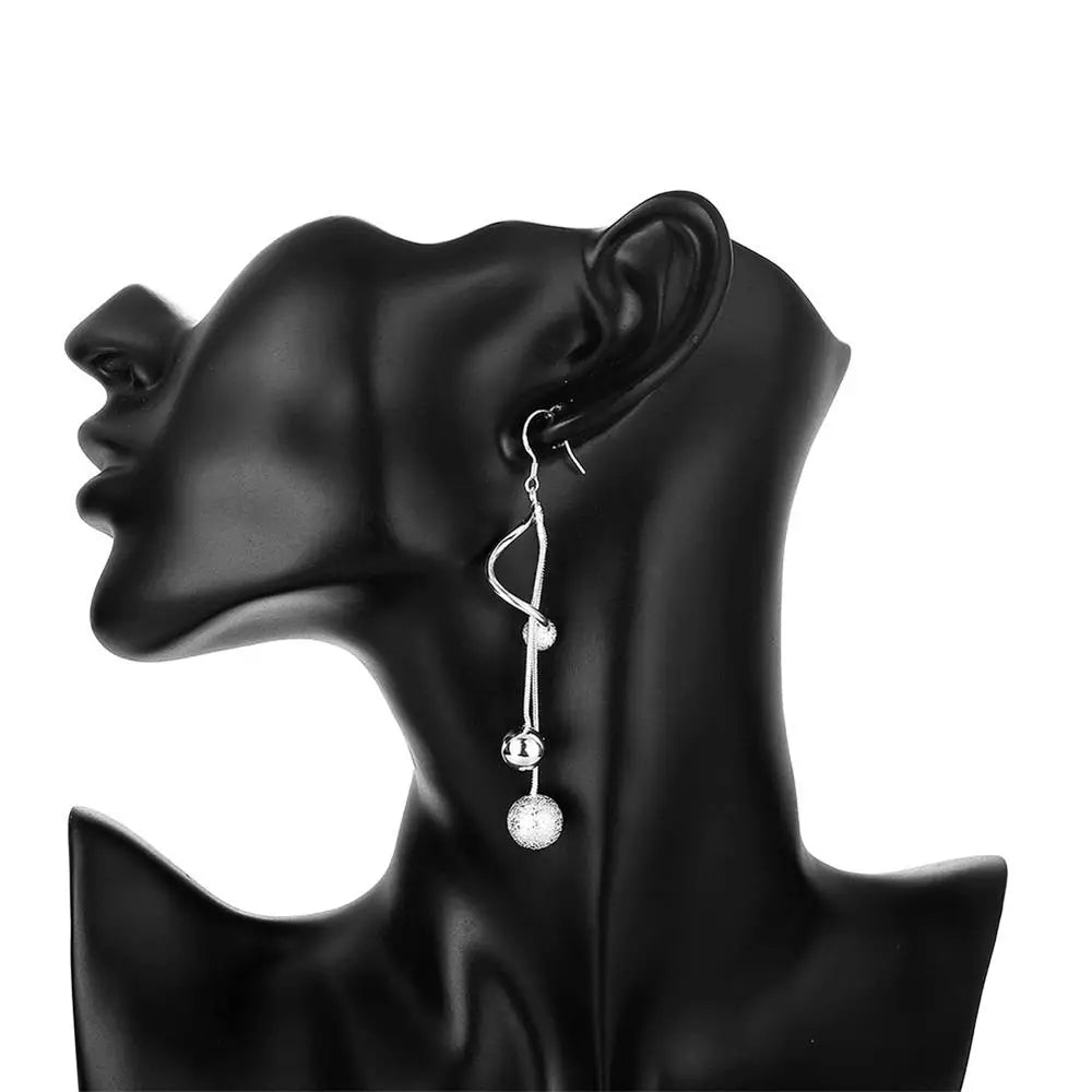 925 Sterling Silver Tassel Bead Earrings - Drop Statement Jewelry