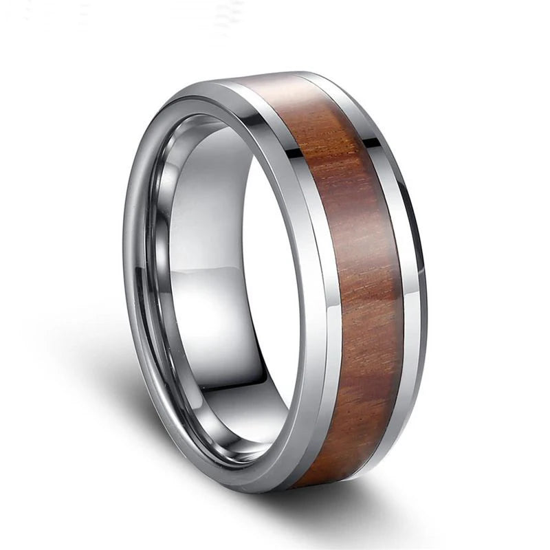 8mm Stainless Steel Ring - Geometric Wedding Band