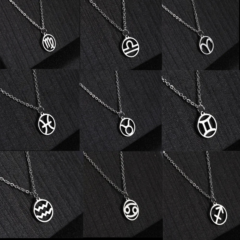 Stainless Steel Star Zodiac Sign Necklace - Personalized Astrology Jewelry
