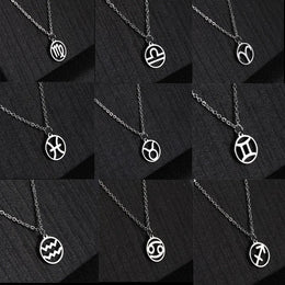 Stainless Steel Star Zodiac Sign Necklace - Personalized Astrology Jewelry