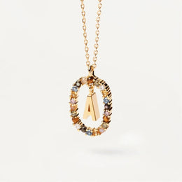 Colored Zircon Letter Necklace - Personalized Initial Jewelry