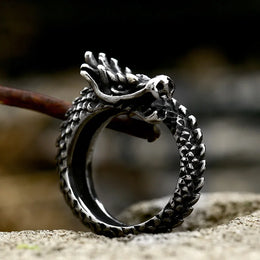 Black Dragon 316L Stainless Steel Ring - Mythical Creature Jewelry