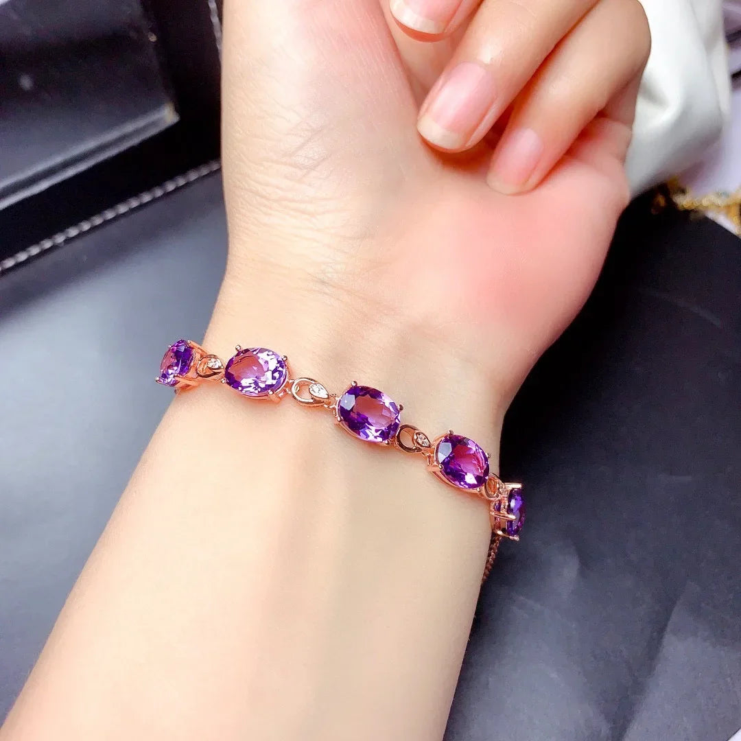 Purple Cubic Zircon Crystal Bracelet - Geometric Trendy Fashion Jewelry
