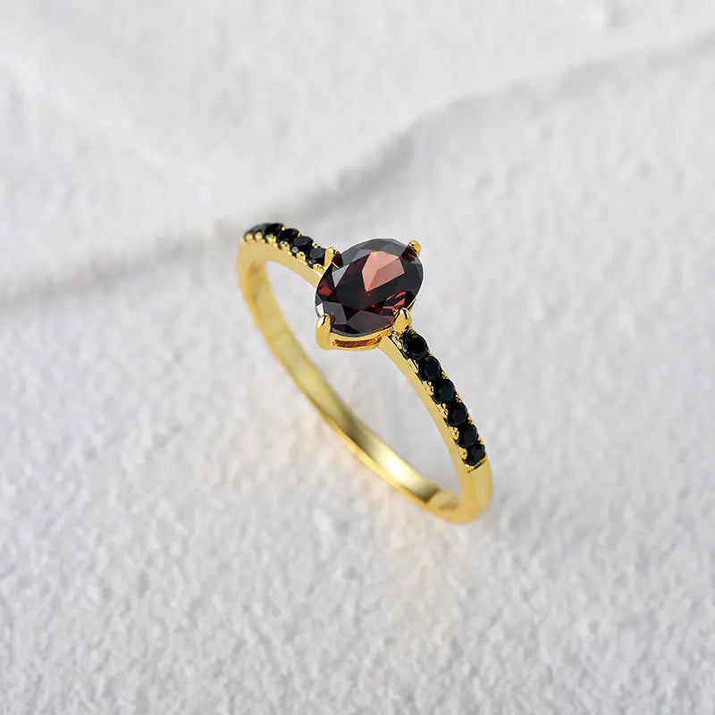 Exquisite Black Crystal Ring - 925 Sterling Silver AAAAA Zircon