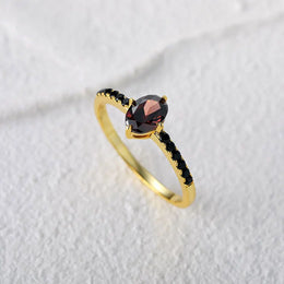 Exquisite Black Crystal Ring - 925 Sterling Silver AAAAA Zircon