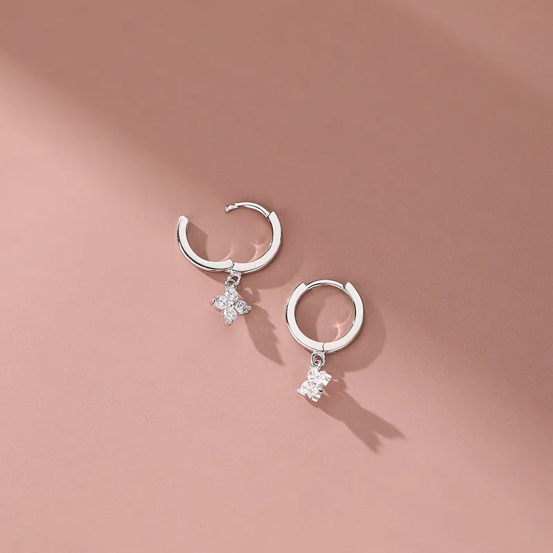 925 Sterling Silver Sweet Floral Earrings - Zircon Flower Jewelry