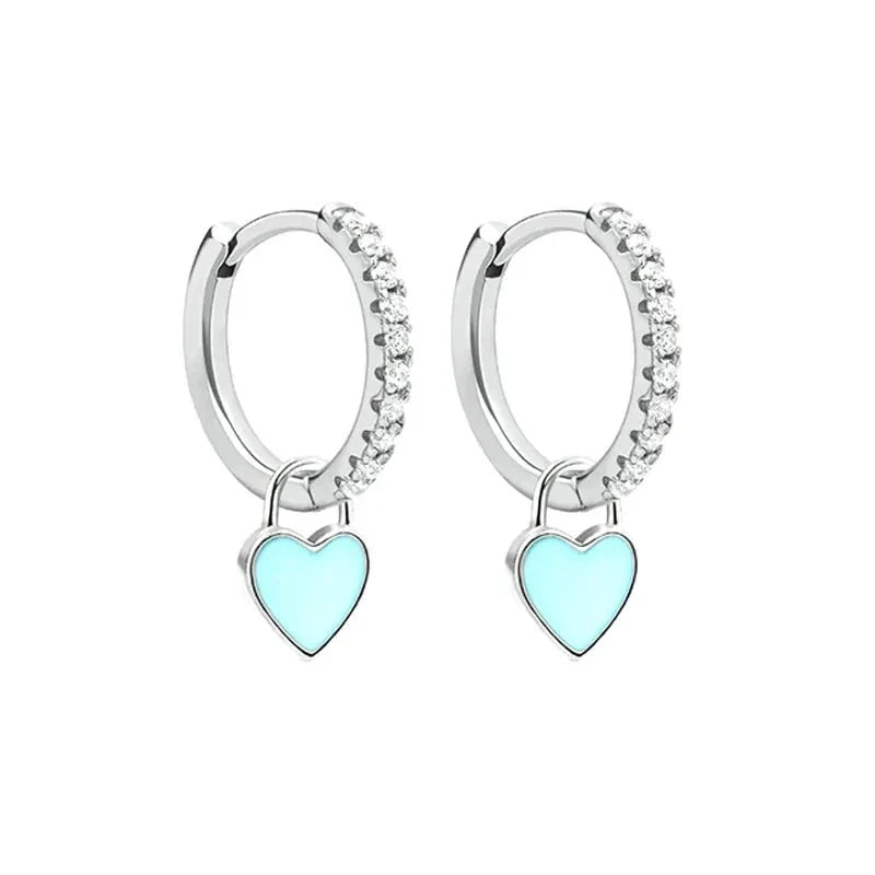 Cute Enamel Heart Drop Earring - Trendy Hoop Fashion Jewelry