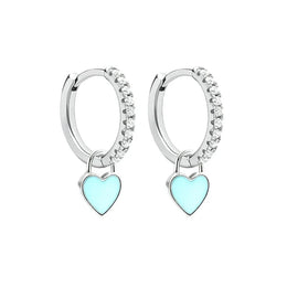 Cute Enamel Heart Drop Earring - Trendy Hoop Fashion Jewelry