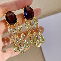 Vintage Geometric Long Dangle Earrings - Modern Statement Jewelry
