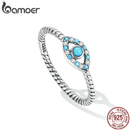 Genuine 925 Sterling Silver Turquoise Demon Eye Ring - Natural Stone