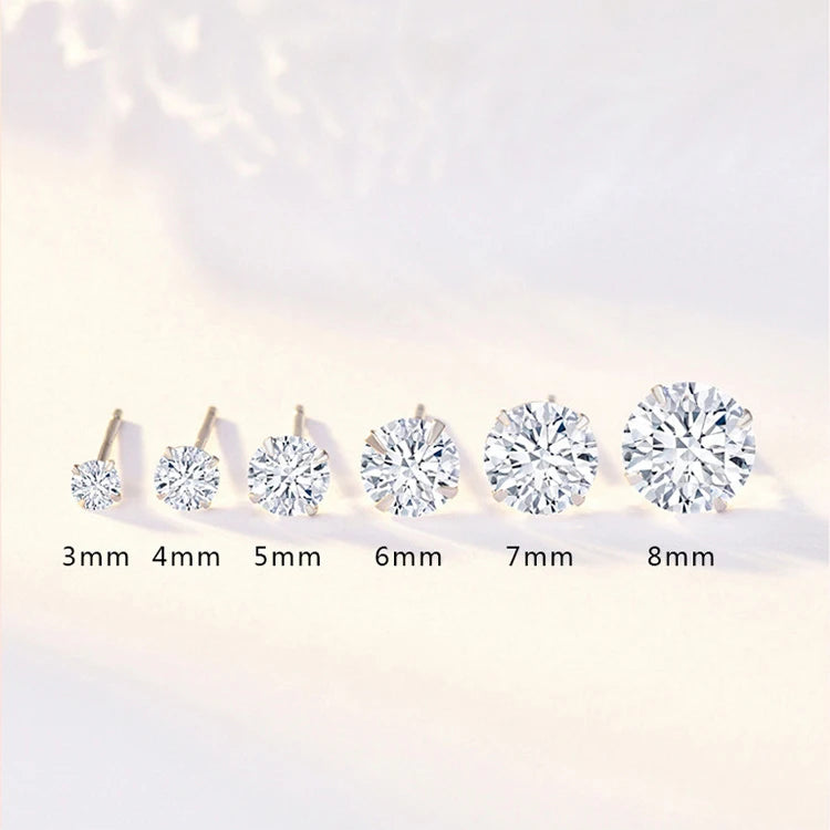 925 Sterling Silver Zircon Studs - Classic Sparkle Earrings