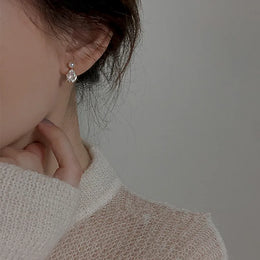 Pearl Stud Earrings with Zircon - Elegant Sterling Silver Jewelry