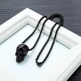 Gold-Plated Skull Necklace - Punk Snake Chain Statement