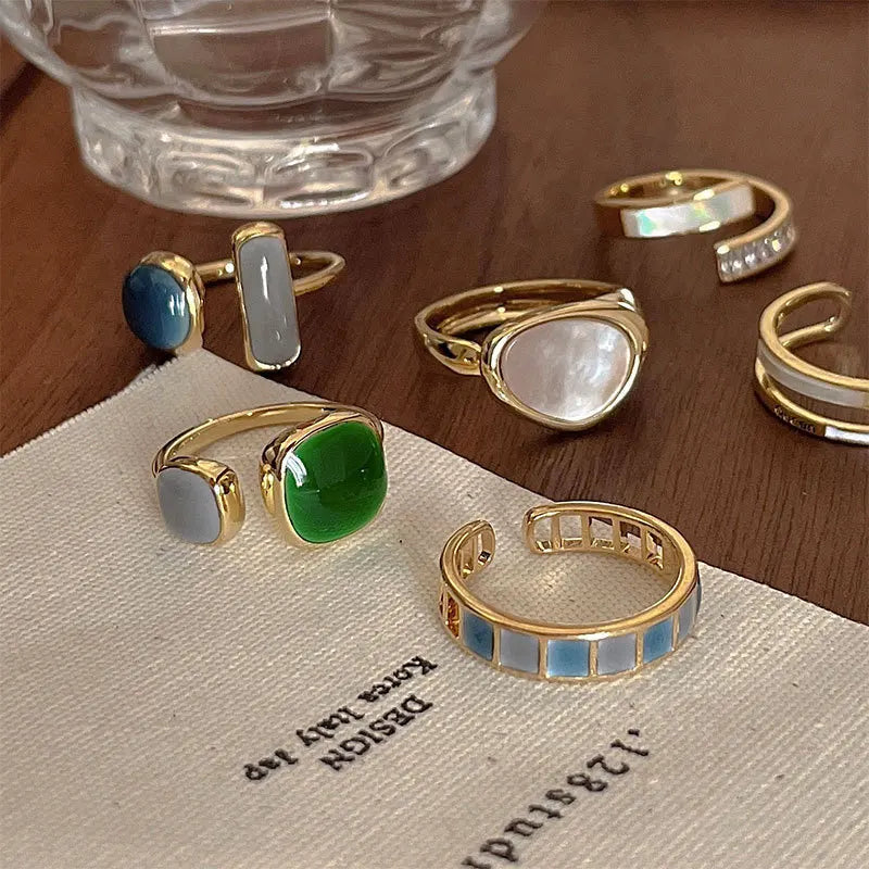 Colorful Drip Glaze Open Ring - Artistic Enamel Design