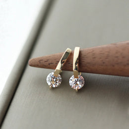 Gold and Silver Plated Crystal Stud Earrings - Luxury Cubic Zirconia Jewelry