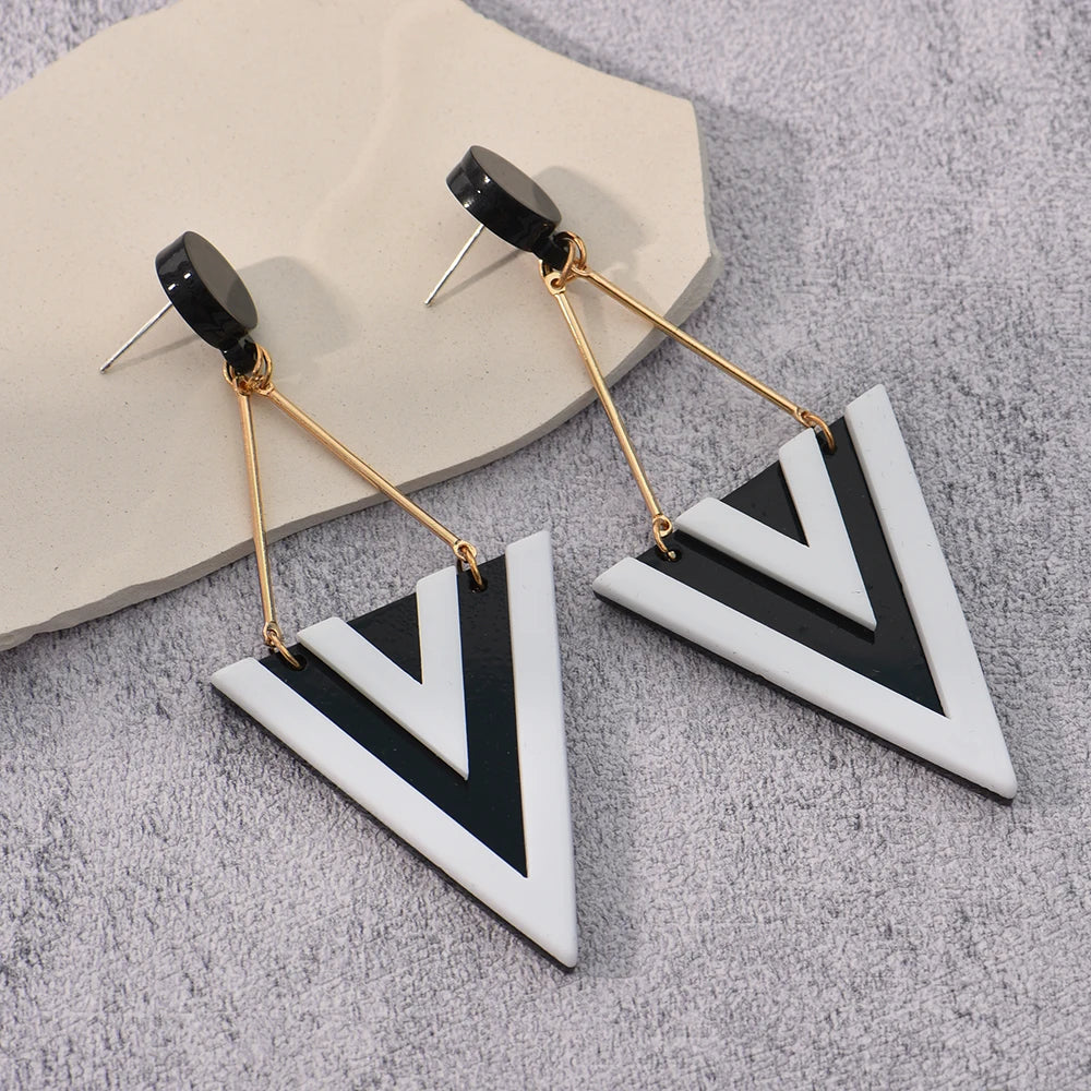 Triangle Drop Earrings - Punk Geometric Acrylic Fashion Jewelry