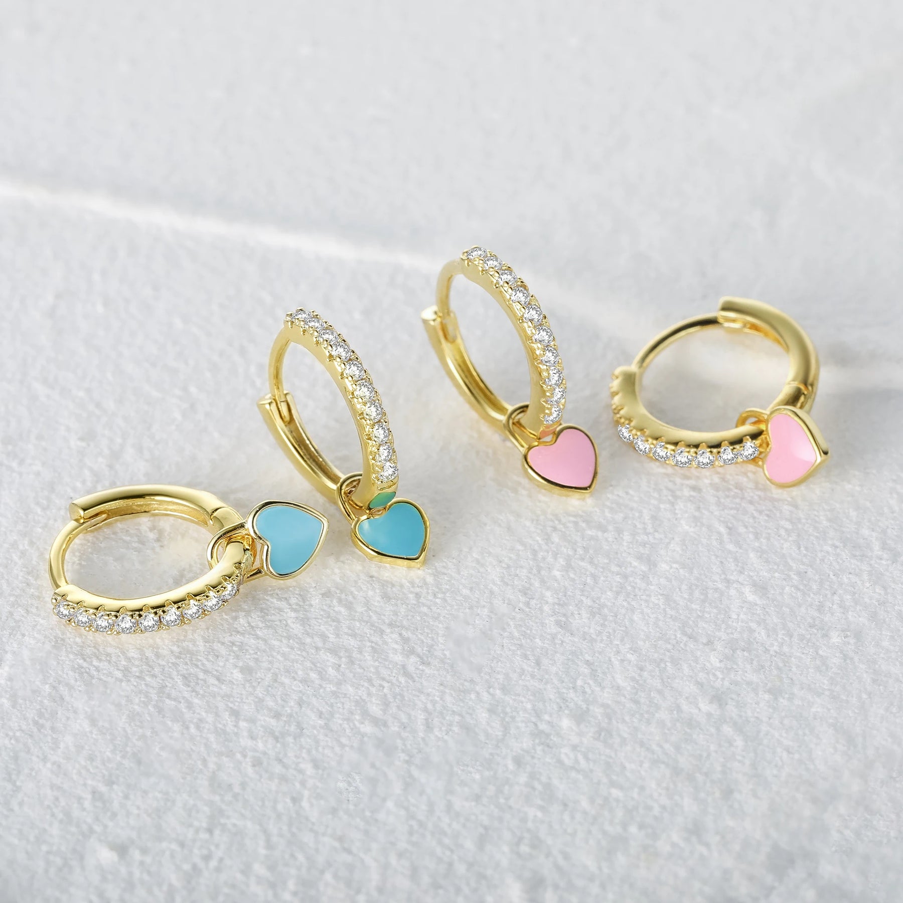 Cute Enamel Heart Drop Earring - Trendy Hoop Fashion Jewelry