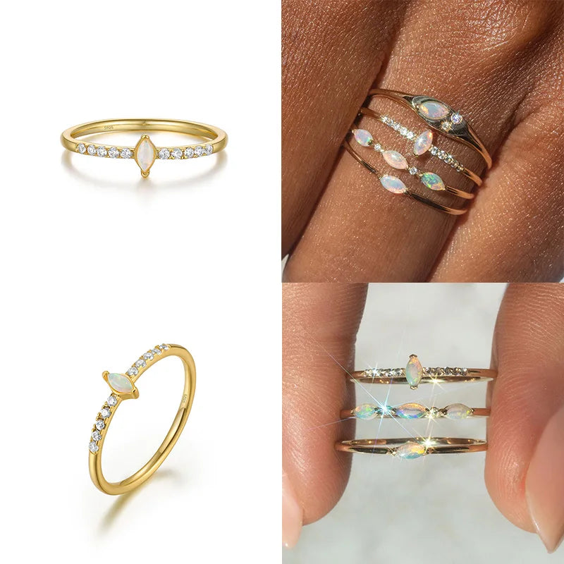 18K Gold Plated 925 Sterling Silver Ring - Zircon Geometric Wedding Band