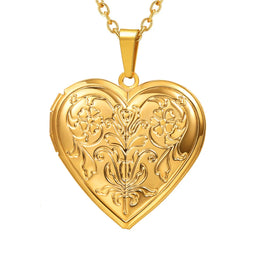 Heart Frame Memory Locket Pendant Necklace - Keepsake Jewelry
