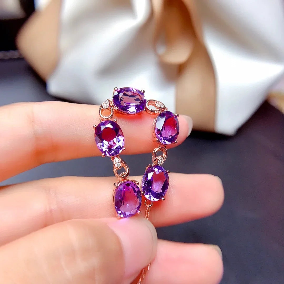 Purple Cubic Zircon Crystal Bracelet - Geometric Trendy Fashion Jewelry
