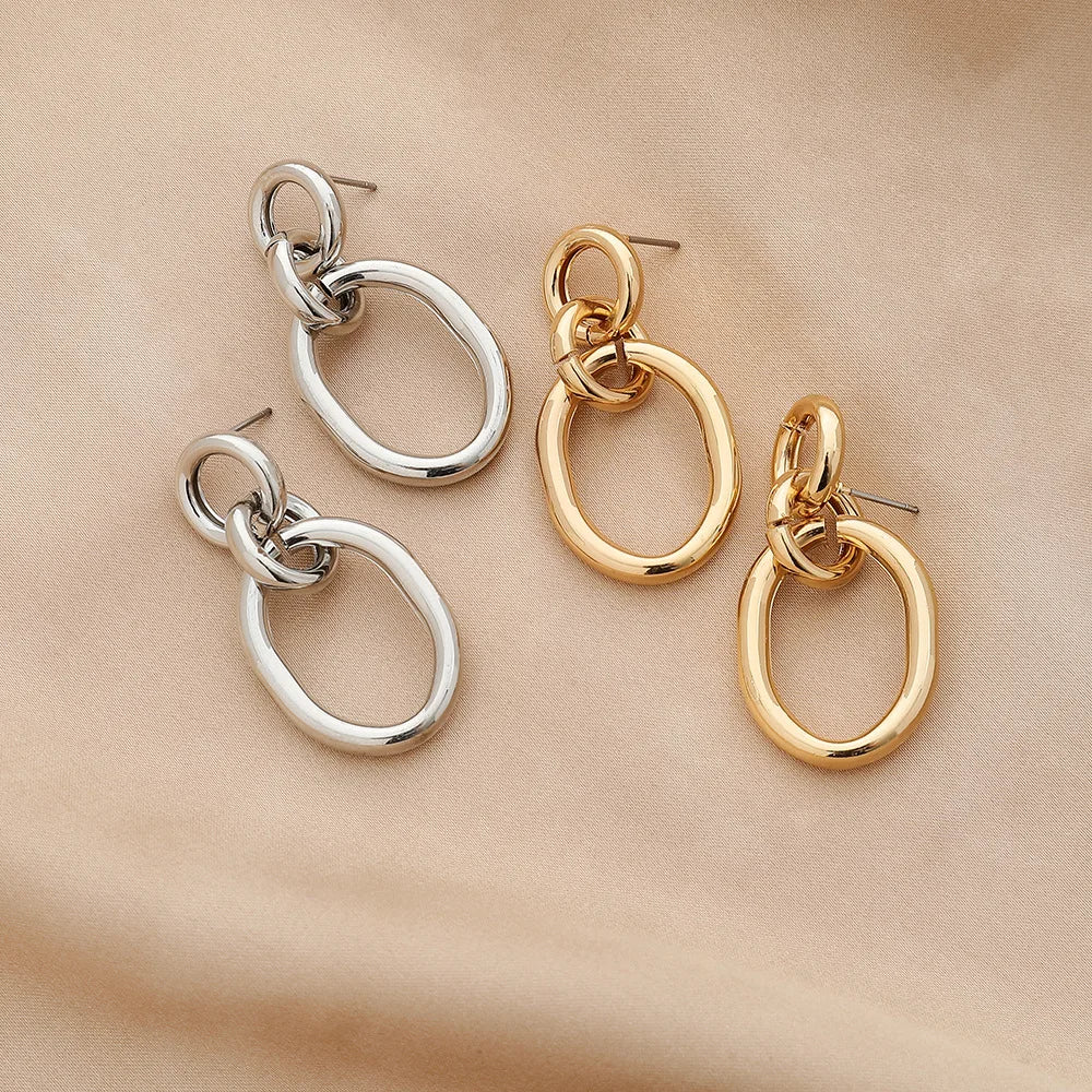 Stainless Steel Chain Earrings - Classic Drop Statement Jewelry