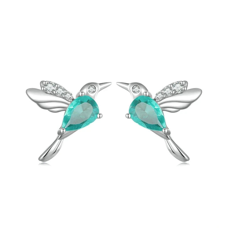 925 Sterling Silver Hummingbird Stud Earrings - Delicate Bird Jewelry