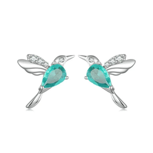 925 Sterling Silver Hummingbird Stud Earrings - Delicate Bird Jewelry