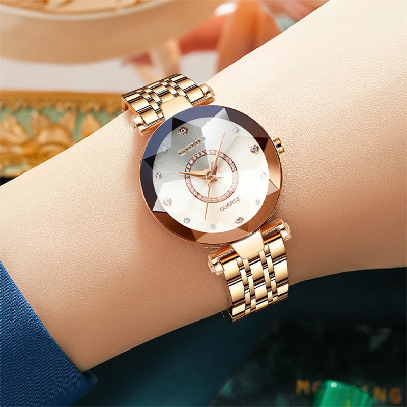 Premium Fashion Crystal Quartz Watch - Water Resistant Timepiece