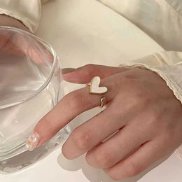 Unique Heart Gold Plated Ring - Romantic Love Symbol Jewelry