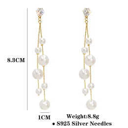 Long Imitation Pearl Tassel Earrings - Elegant Pearl Jewelry