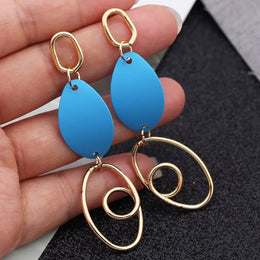 Bohemian Blue Geometric Earrings - Eclectic Statement Jewelry