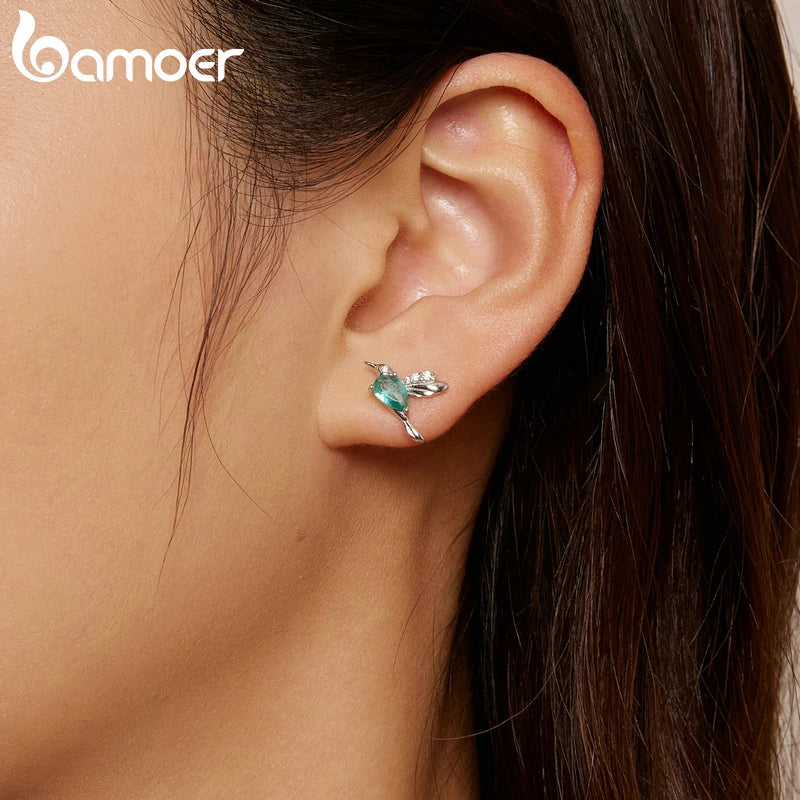 925 Sterling Silver Hummingbird Stud Earrings - Delicate Bird Jewelry