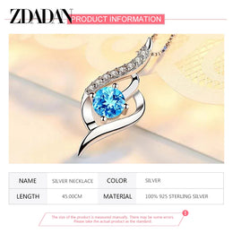 Dainty Blue Crystal Chain Necklace - Delicate Sterling Silver Jewelry