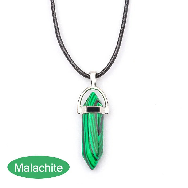 Hexagonal Column Quartz Necklace - Geometric Crystal Pendant