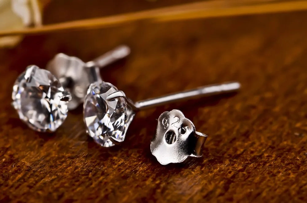 925 Sterling Silver Zircon Studs - Classic Sparkle Earrings