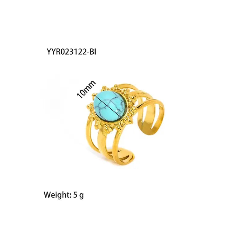 Trendy Stone Layered Ring - Stainless Steel Rhinestone Geometric Jewelry