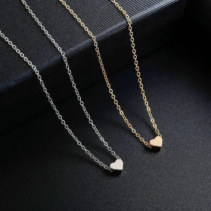 Silver Plated Peach Heart Pendant Necklace - Romantic Love Jewelry