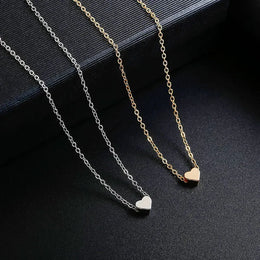 Silver Plated Peach Heart Pendant Necklace - Romantic Love Jewelry
