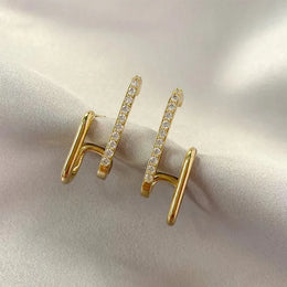 Irregular U-Shaped Gold Color Earrings - Versatile Fashion Statement Jewelry