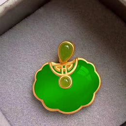 Gold Plated Hetian Jade Elephant Pendant Necklace - Lucky Charm Jewelry