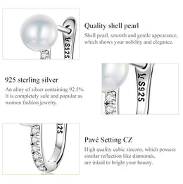 Luxury 925 Sterling Silver Pearl Earrings - Elegant Fine Jewelry