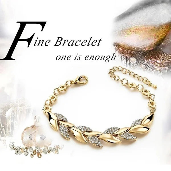 Luxury Love Braided Leaf Bracelet - Cubic Zirconia Fashion Jewelry