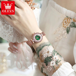 Elegant Gemstone Inlaid Bracelet Watch - Luxury Women's Wristwatch
