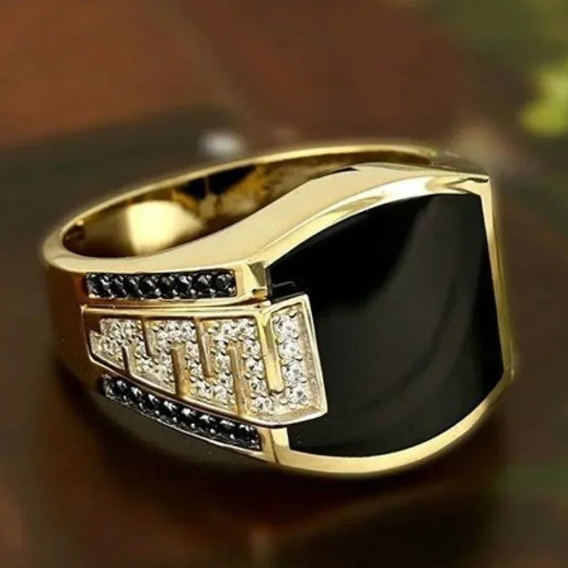 Classic Black Stone Ring - Geometric Fashion Statement